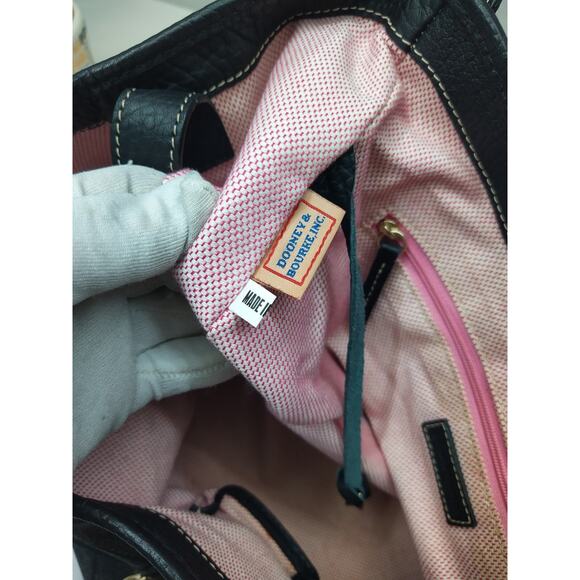 Dooney & Bourke Gray Canvas Leather Trim DB Printed Hook Satchel Shoulder Bag - Picture 10 of 16